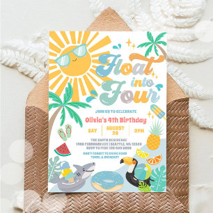 Invitation Fêter quatre ans en été avec une fête d'anniversai
