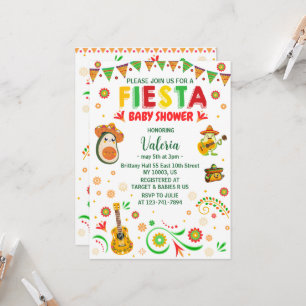 Invitation fêtes baby shower folk mexicain