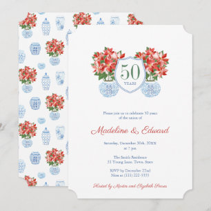 Invitation Fêtes chic de Noël avec Poinsettia Mariage Anniver