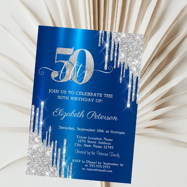 Invitation Fêtes d'anniversaire de 50 ans avec des gouttes de (Créateur téléchargé)