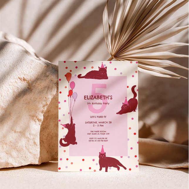 Invitation Fêtes d'anniversaire de chats drôles Parfaites (Créateur téléchargé)