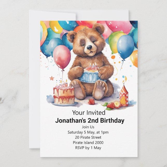 Invitation fêtes d'anniversaire pour enfants (Devant)