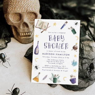 Invitation Fêtes de Bébé Halloween Magie Fantaisiste