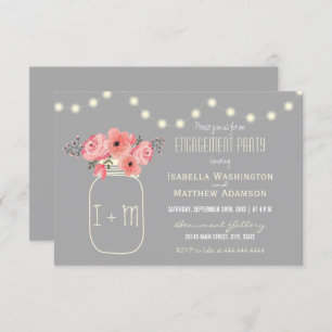 Invitation Fêtes de fiançailles  Fleurs d'aquarelle et jarre