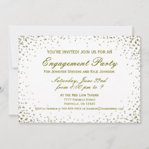 Invitation Fêtes de fiançailles   Gold Confetti