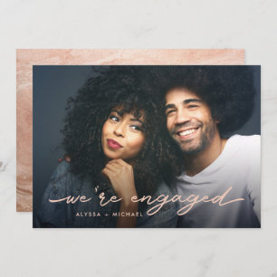 Invitation Fêtes de fiançailles Photo et Rose de Faux Gold B