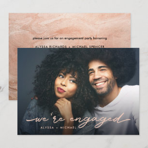 Invitation Fêtes de fiançailles   Photo Rose de Faux Gold Bac