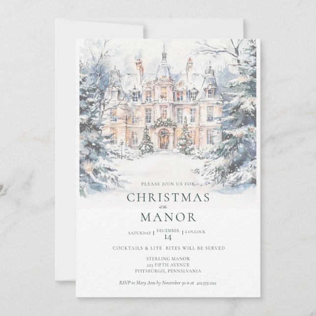 Invitation Fêtes de fin d'année dans le manoir pour Noël  (Devant)