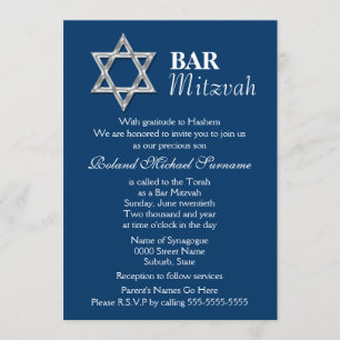Invitation Fêtes de la mitzvah du bar en argent bleu
