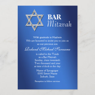 Invitation Fêtes de la mitzvah du bar en argent bleu #2