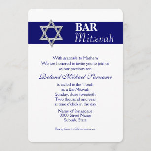 Invitation Fêtes de mitzvah de bar en argent bleu #4