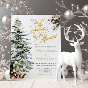 Invitation Fêtes de Noël Aquarelle Mariage d'hiver