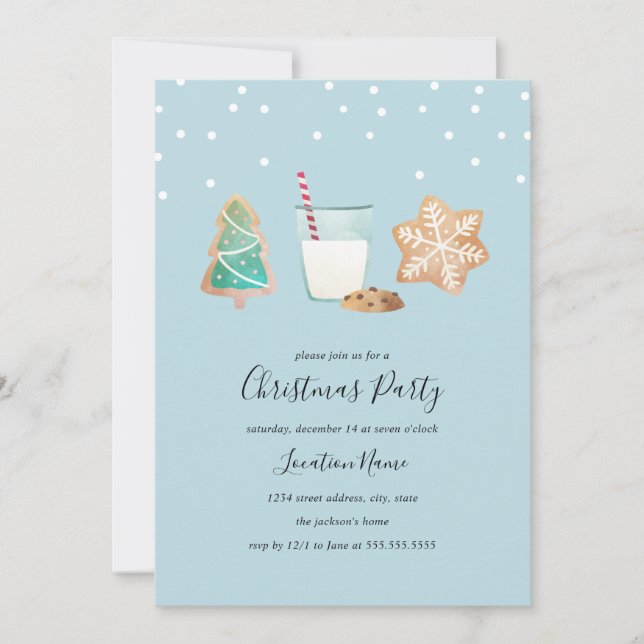 Invitation Fêtes de Noël avec les biscuits doux d'hiver (Devant)