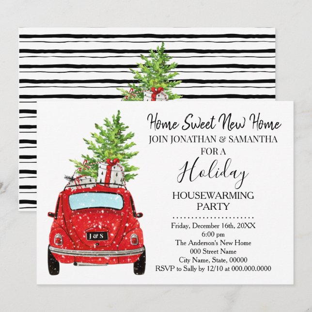 Invitation Fêtes de Noël de Noël de Noël de Noël de ménage No (Devant / Derrière)