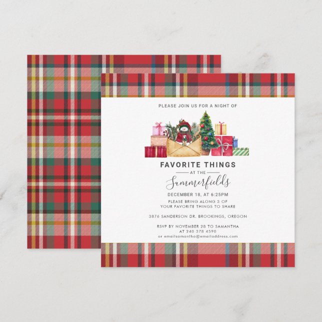 Invitation Fêtes de Noël Favoris Choses Rustiques Plaid (Devant / Derrière)