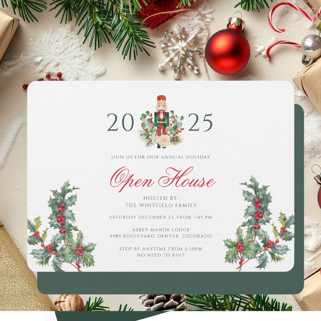 Invitation Fêtes de Noël Nutcracker Red Berries Party (Christmas Holidays Nutcracker Red Berries Party Invitation)