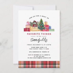 Invitation Fêtes de Noël Plaid Favorite Things Party
