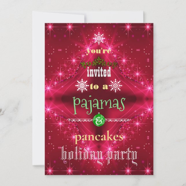 Invitation Fêtes de Noël Pyjamas & Pancakes Fête de famille (Devant)