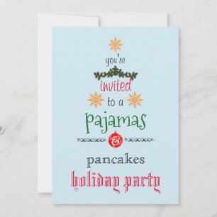 Invitation Fêtes de Noël Pyjamas & Pancakes Fête de famille