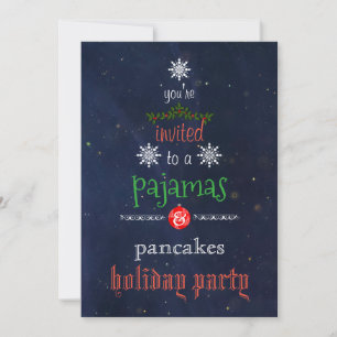 Invitation Fêtes de Noël Pyjamas & Pancakes Fête de famille