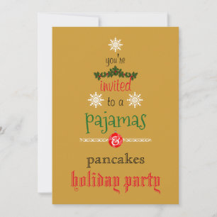 Invitation Fêtes de Noël Pyjamas & Pancakes Fête de famille