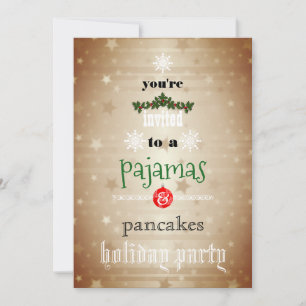 Invitation Fêtes de Noël Pyjamas & Pancakes Fête de famille