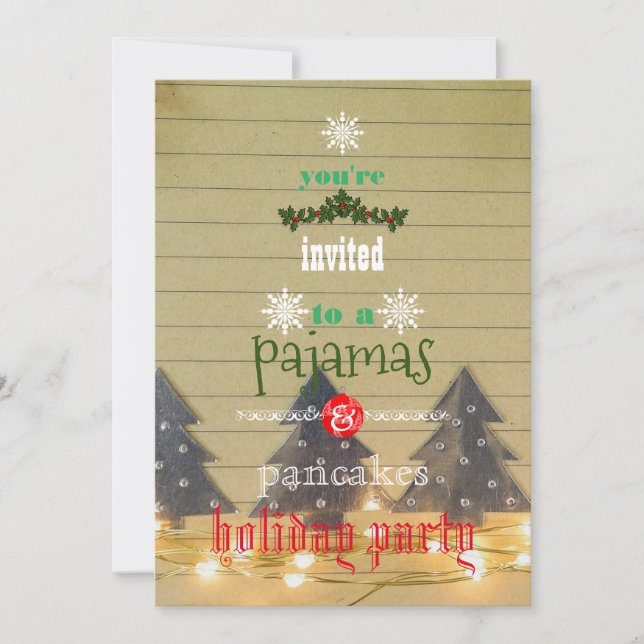 Invitation Fêtes de Noël Pyjamas & Pancakes Fête de famille (Devant)