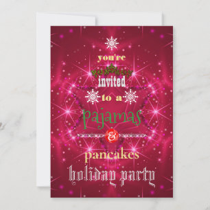Invitation Fêtes de Noël Pyjamas & Pancakes Fête de famille