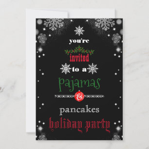 Invitation Fêtes de Noël Pyjamas & Pancakes Fête de famille