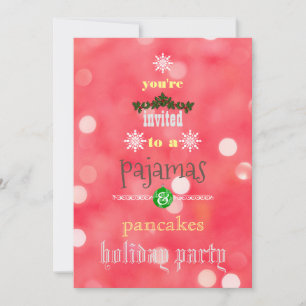 Invitation Fêtes de Noël Pyjamas & Pancakes Fête de famille