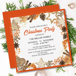 Invitation Fêtes de Noël Rustique Citrus Orange