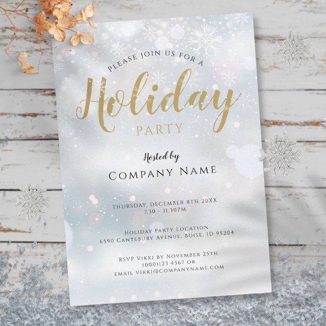 Invitation Fêtes d'entreprise Flocons de Noël de Noël (Christmas Snowflakes Corporate Holiday Party Invitation)
