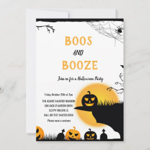 Invitation Fêtes d'Halloween adultes en noir et jaune avec de