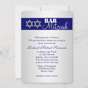 Invitation Fêtes mitzvah bar argent bleu #5