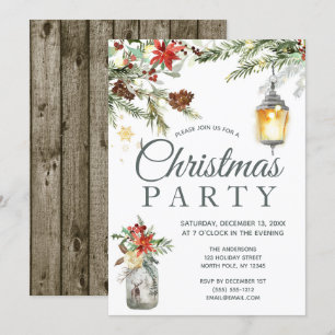 Invitation Fêtes Rustiques Florales Lumières Noël