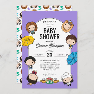 Invitation Fêtez avec des AMIS ! Baby shower d'art Chibi