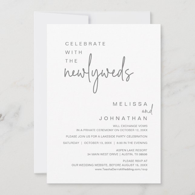 Invitation Fêtez Avec Les Nouveaux Mariés, Fête De Mariage (Devant)