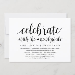 Invitation Fêtez avec les nouveaux mariés, Mariage Elopement