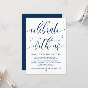 Invitation Fêtez avec nous, Black, Mariage Elopement Party