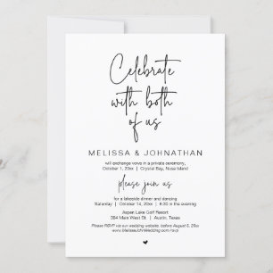 Invitation Fêtez avec nous deux, Mariage Elopement Party
