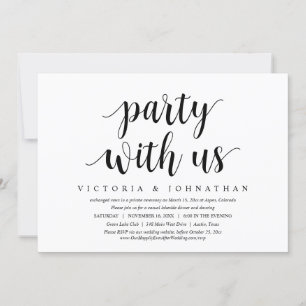 Invitation Fêtez avec nous, dîner de mariage en fuite dansant