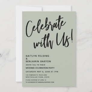 Invitation Fêtez Avec Nous ! Écriture manuscrite - Vert