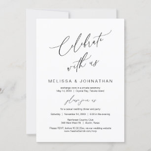 Invitation Fêtez avec nous, Elopement Mariage moderne