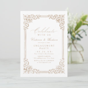 Invitation Fêtez Avec Nous ! Fiançailles Vintage neutre