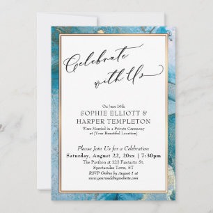 Invitation Fêtez avec nous la réception Turquoise et Gold Enk