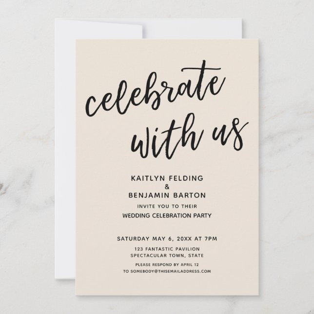 Invitation Fêtez avec nous la soirée de mariage à la crème Dé (Devant)
