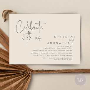 Invitation Fêtez avec nous, Mariage Elopement Dinner Party
