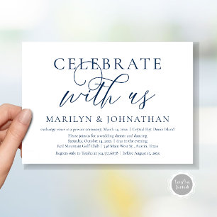 Invitation Fêtez avec nous, Mariage Elopement Dinner Party