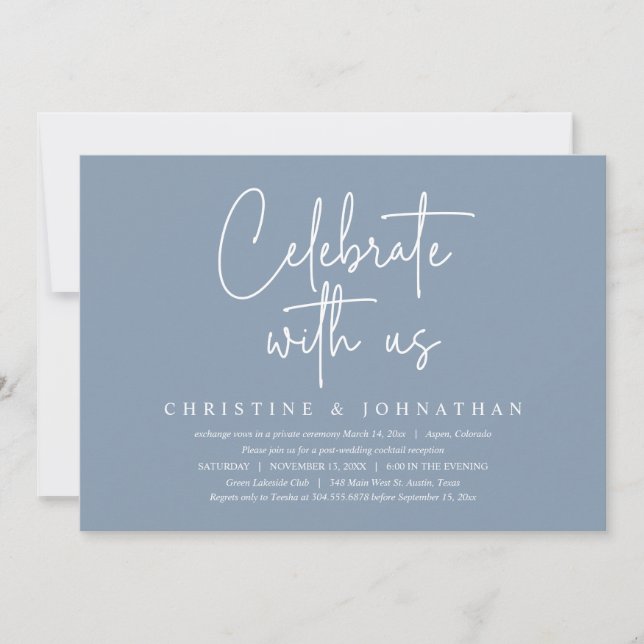 Invitation Fêtez avec nous, Mariage Elopement Party (Devant)