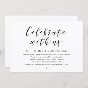 Invitation Fêtez avec nous, Mariage Elopement Party
